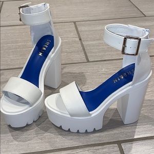 White platform heels